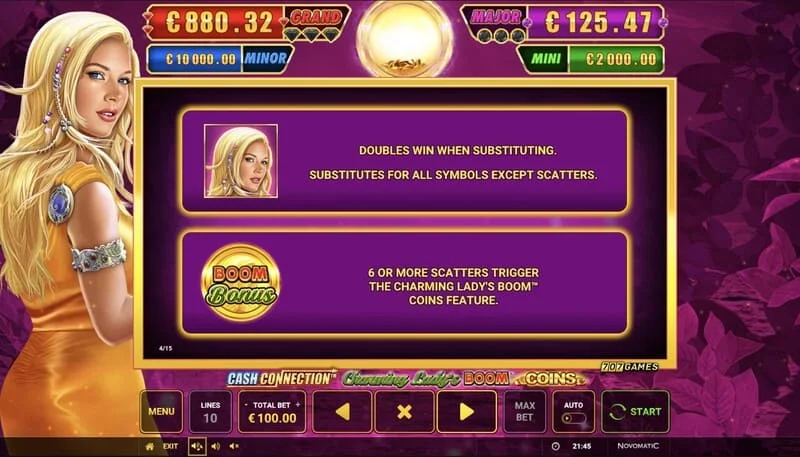 Cash Connection - Charming Lady's Boom Coins - Boom Coins umferðin hefst á 7x5 neti