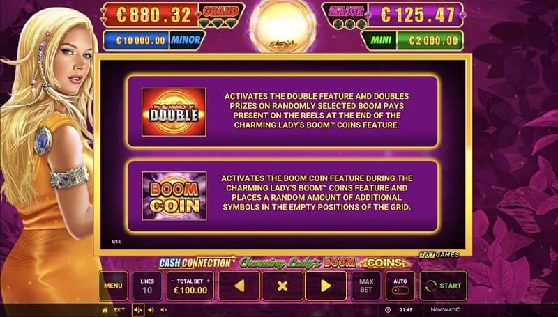 Cash Connection - Charming Lady's Boom Coins - fastur Boom Coin með margfaldara