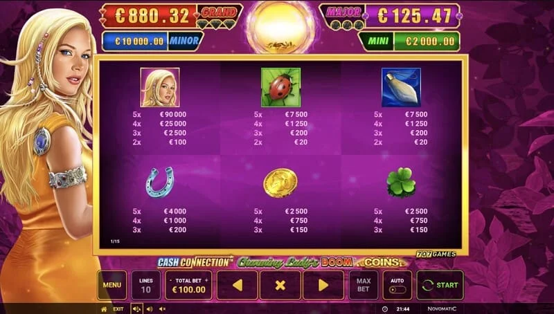 Cash Connection - Charming Lady's Boom Coins - Boom Spins smáleikur á stækkuðu neti